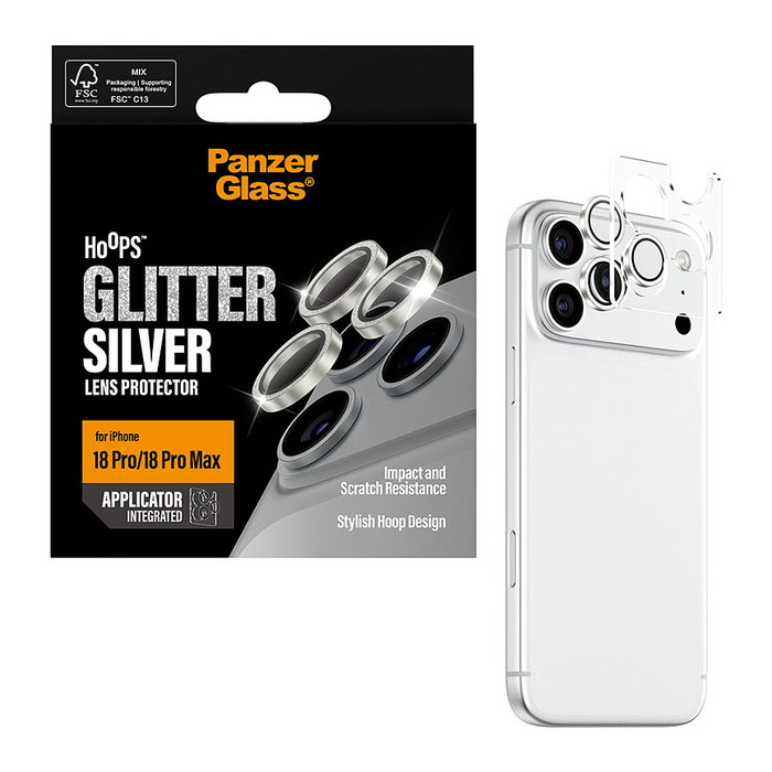 PanzerGlass Hoops Camera Protection Glitter Silver para iPhone 18 Pro | 18 Pro Max