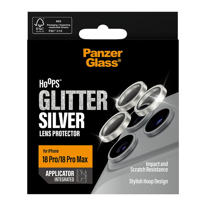 PanzerGlass Hoops Camera Protection Glitter Silver para iPhone 18 Pro | 18 Pro Max