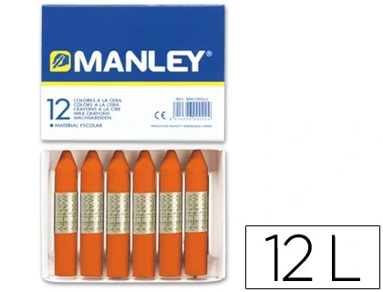 Manley Estuche de 12 Ceras Naranja 60mm Manley Estuche de 12 Ceras Naranja 60mm