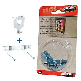 BRINOX Kit de 4 Soportes para Marco de Cuadro y 4 Ganchos para Pared