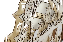 DKD Home Decor Casa LED Natural MDF 32 x 45.35 x 6.5 cm con 2 Baterías AAA