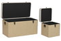 DKD Home Decor Baul Tradicional Beige Natural 80 x 40 x 45 cm Set de 3