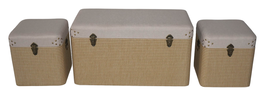 DKD Home Decor Baul Tradicional Beige Natural 80 x 40 x 45 cm Set de 3