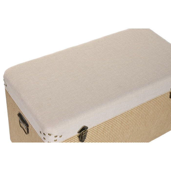 DKD Home Decor Juego de 3 Baúles de Poliéster y Madera Beige DKD Home Decor Juego de 3 Baúles de Poliéster y Madera Beige