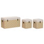 DKD Home Decor Juego de 3 Baúles de Poliéster y Madera Beige