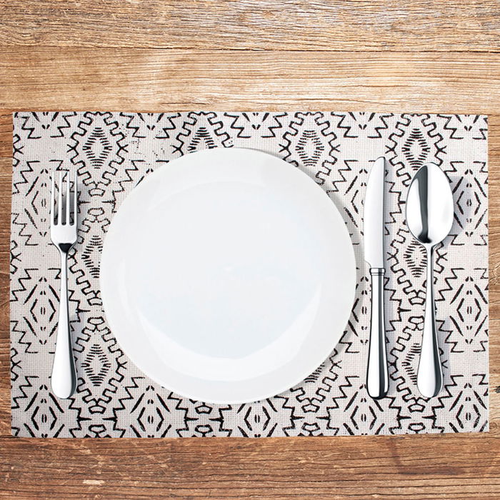 Saveur et Degustation Individual Étnico 45x30 cm Modelos Surtidos Blanco Negro Zig-zag