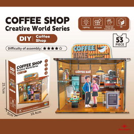 ROYMART Puzzle 3D Coffee Shop con luz de 53 piezas
