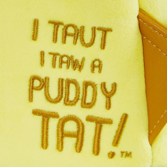 Loungefly Mochila Felpa Piolín Tweety Looney Tunes 80th Anniversary, Acolchada, Cuero Vegano, 22.8 x 26.6 x 11.5 cm