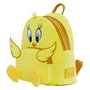 Loungefly Mochila Felpa Piolín Tweety Looney Tunes 80th Anniversary, Acolchada, Cuero Vegano, 22.8 x 26.6 x 11.5 cm