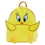 Loungefly Mochila Felpa Piolín Tweety Looney Tunes 80th Anniversary, Acolchada, Cuero Vegano, 22.8 x 26.6 x 11.5 cm