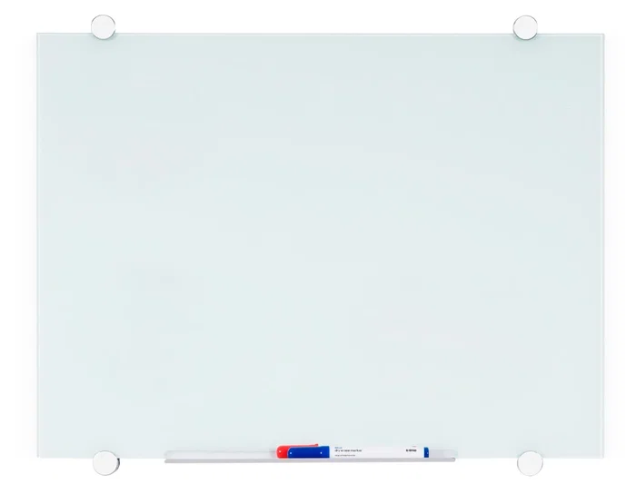 Q-connect Pizarra Blanca Magnética de Cristal Templado 90x60 cm con Marco de Aluminio