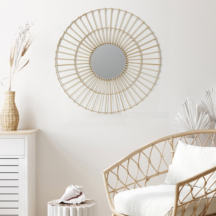 Home Deco Factory Espejo Ratán Natural 75 cm