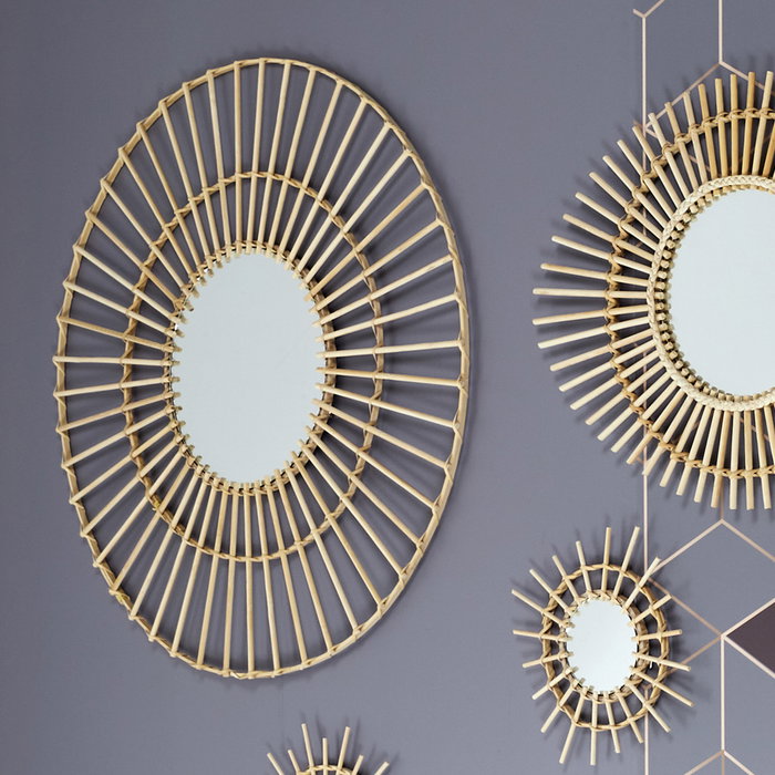 Home Deco Factory Espejo Ratán Natural 75 cm