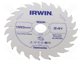 IRWIN Sierra circular de 190mm con 24 dientes para madera