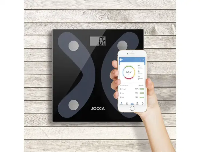 Báscula de Baño Jocca 1440/ Análisis Corporal/ Bluetooth/ Hasta 180kg/ Negro
