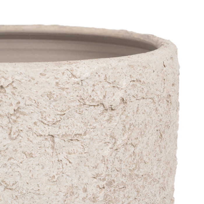 Macetero Blanco Rústico Cerámica 40 X 40 X 50 cm