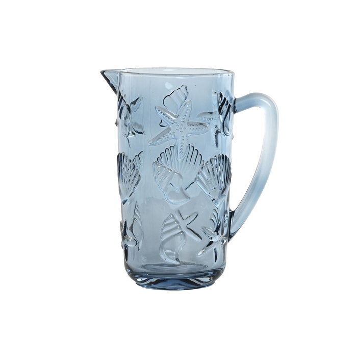 DKD Home Decor Jarra de Cristal con Relieve Azul DKD Home Decor Jarra de Cristal con Relieve Azul