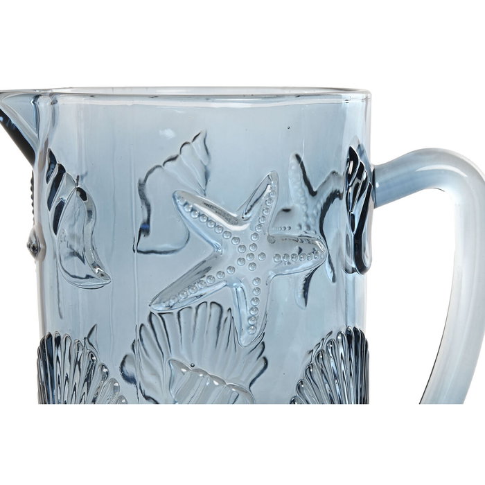 DKD Home Decor Jarra de Cristal con Relieve Azul DKD Home Decor Jarra de Cristal con Relieve Azul