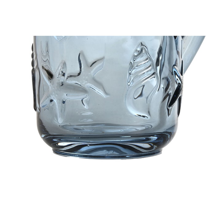 DKD Home Decor Jarra de Cristal con Relieve Azul DKD Home Decor Jarra de Cristal con Relieve Azul