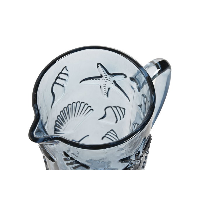 DKD Home Decor Jarra de Cristal con Relieve Azul DKD Home Decor Jarra de Cristal con Relieve Azul