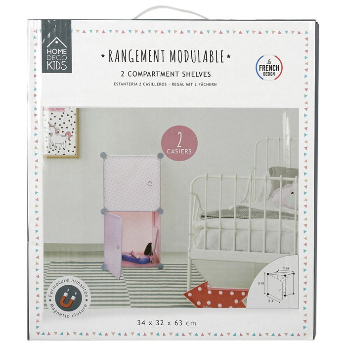 Home Deco Kids Estantería Modular Vallee Outlet 2 Cubos Rosa Puerta 30x30x30cm
