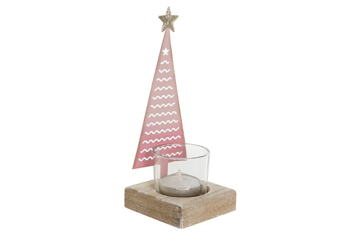 DKD Home Decor Portavelas de Metal y Madera Diseño Árbol Surtidos