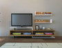 Hanah Home Ayaz Mueble TV Teak y Blanco 180cm x 40cm x 37.4cm Tablero de Partículas Melamina Moderno Elegante