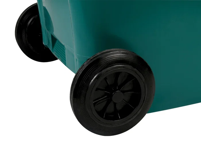 Q-connect Papelera Contenedor de Plástico con Tapa y Ruedas, Verde, 240 Litros, 1040x620x610 mm