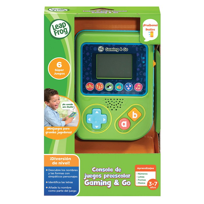 LeapFrog Consola Juegos Gaming And Go 80-621239 V-Tech Educativa Preescolar LCD 6 Juegos, Nombre Personalizable, +3 Años