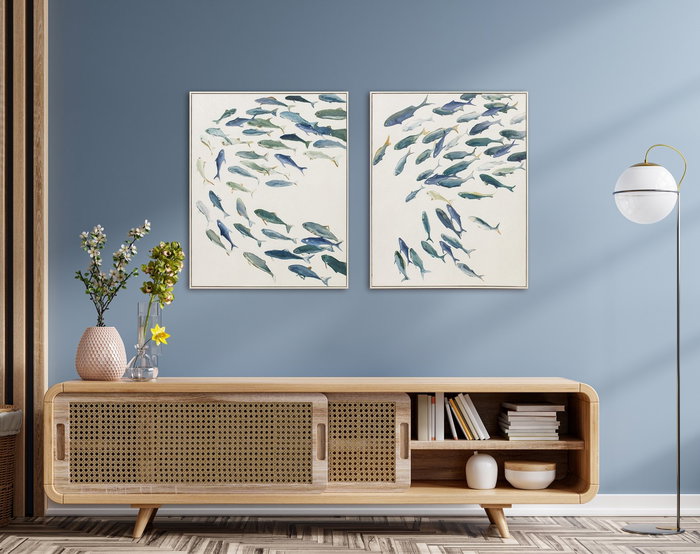DKD Home Decor Cuadro Lienzo de Peces Surtido de 2 Piezas (82x102 cm)