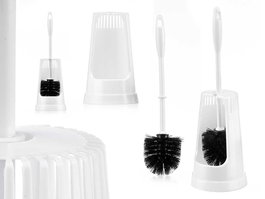 Berilo Escobillero Alto para Baño, Blanco y Negro, 38 cm de Alto, 12.5x12.5 cm (Ancho x Largo) (Set de 24)
