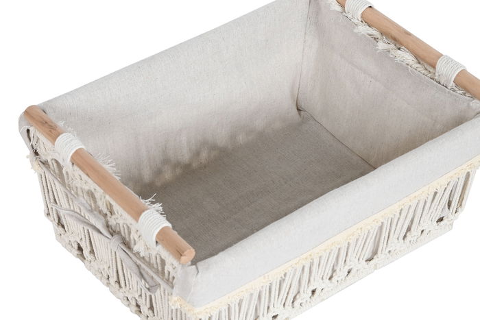DKD Home Decor Cesta Ropa Shabby Blanco Natural 32 x 51 x 42 cm Set de 5