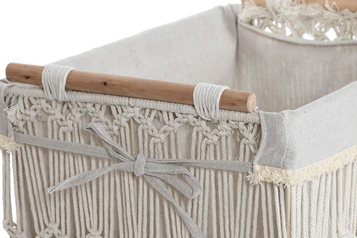 DKD Home Decor Cesta Ropa Shabby Blanco Natural 32 x 51 x 42 cm Set de 5