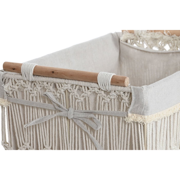 DKD Home Decor Set de 5 Cestas de Ropa Macramé y Metal Blanco DKD Home Decor Set de 5 Cestas de Ropa Macramé y Metal Blanco