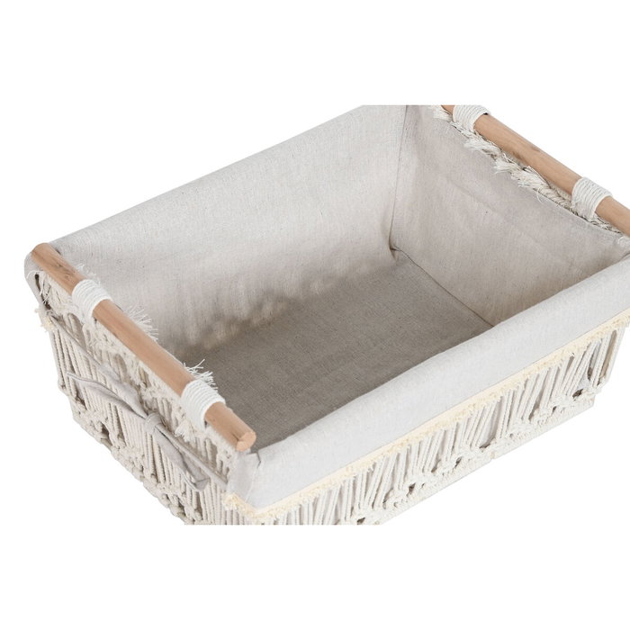 DKD Home Decor Set de 5 Cestas de Ropa Macramé y Metal Blanco DKD Home Decor Set de 5 Cestas de Ropa Macramé y Metal Blanco