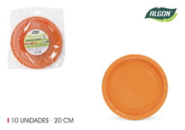 Algon Set 10 Platos Cartón Naranja Soja 20 cm (36 Unidades)