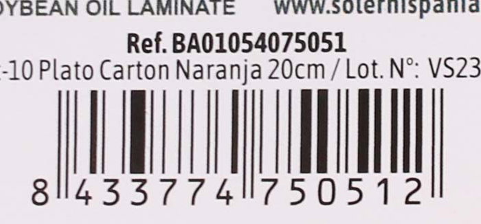 Algon Set 10 Platos Cartón Naranja Soja 20 cm (36 Unidades)