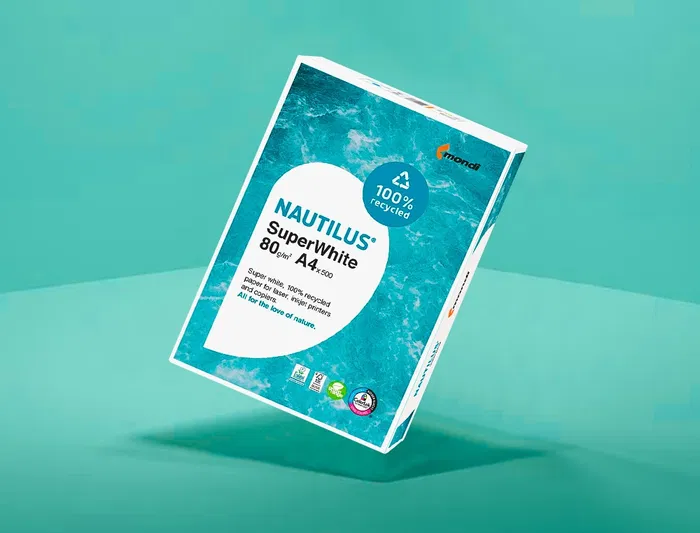 Nautilus Papel Fotocopiadora Superwhite 100% Reciclado DIN A4 80 Gramos Paquete 500 Hojas