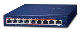 Planet GSD-908HP Switch 8 Puertos PoE Gigabit 10/100/1000 802.3at + 1 RJ45 Gigabit