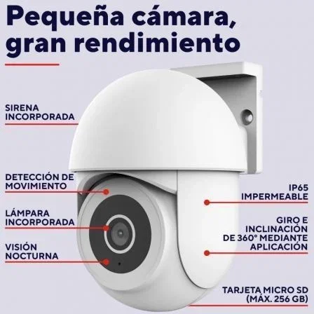 Trust IPCAM-3900 Cámara de Videovigilancia Exterior 360° con Visión Nocturna, Alarma Sonora y Luminosa, Wi-Fi, 3 MP, Detección Humana, Notificaciones Push, Audio Bidireccional