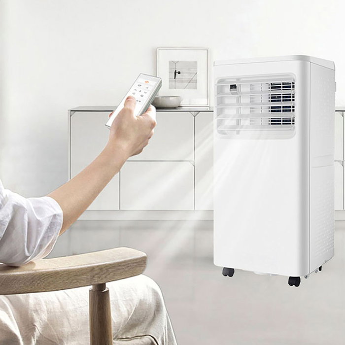 Mycu - Aire acondicionado portátil 3 en 1 con 12.000 BTU/h (3.000 frigorías) - Deshumidificador, ventilador, mando a distancia, kit ventana, 3500W, gas R290