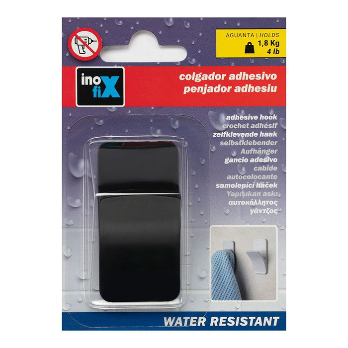 Inofix Colgador resistente al agua Rama 2191-3 negro mate resistente humedad altas temperaturas
