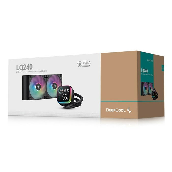 DeepCool LQ240 Kit de refrigeración líquida con pantalla digital e iluminación LED, Negro DeepCool LQ240 Kit de refrigeración líquida con pantalla digital e iluminación LED, Negro
