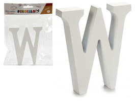 Pincello Letra W Madera Blanca 2 x 16 x 14.5 cm (Set de 24)