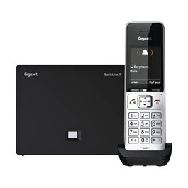 Gigaset BasicLine IP+COMFORT 500HX - Teléfono DECT Inalámbrico, Contestador, Identificador de Llamadas, Pantalla 2.2", Negro y Plata