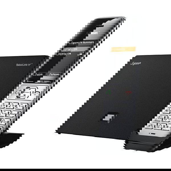 Gigaset BasicLine IP+COMFORT 500HX - Teléfono DECT Inalámbrico, Contestador, Identificador de Llamadas, Pantalla 2.2", Negro y Plata