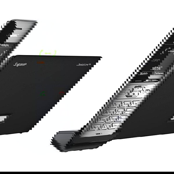 Gigaset BasicLine IP+COMFORT 500HX - Teléfono DECT Inalámbrico, Contestador, Identificador de Llamadas, Pantalla 2.2", Negro y Plata