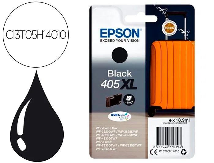Epson Cartucho de tinta 405XL Negro DURABrite Ultra