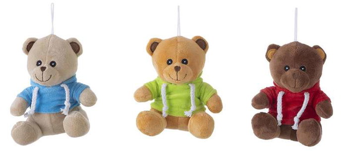 Creaciones Llopis Oso de peluche de 16 cm con sudadera, colores surtidos (6 unidades)