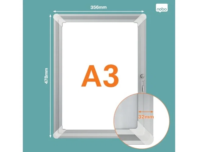 Nobo Marco Porta Anuncios Premium Plus A3 con Cerradura